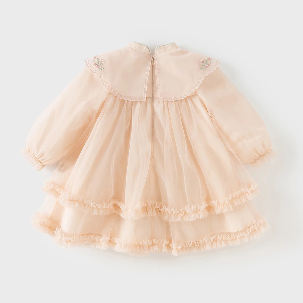 Dave Bella Children Mesh Dresses Girls Clothing Autumn Spring Baby Elegant Outdoors Dress Princess Party Long Sleeves DB1261009