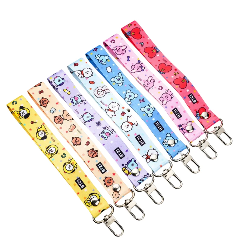 Lanière porte-clés BT21 RJ Koya Shaky Chimmy, dessin animé mignon, pour sac d'école, téléphone portable, lanière bidimensionnelle, streamer, cadeau, vente en gros