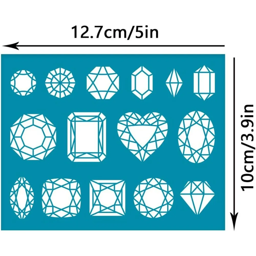 5x4 Inch Gems Clay Stencils Diamonds Silk Screen for Polymer Clay Square Heart Diamond Silk Screen Stencils Mesh Transfer