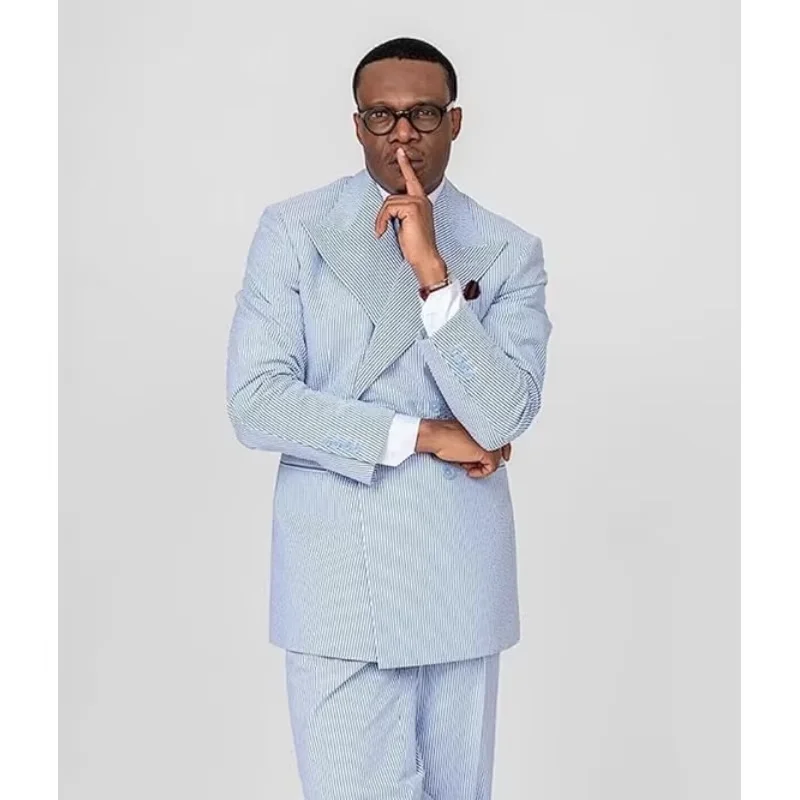 

Groom's fine striped wedding three piece double breasted tailcoat (jacket+vest+pants) men's formal dance party business suit