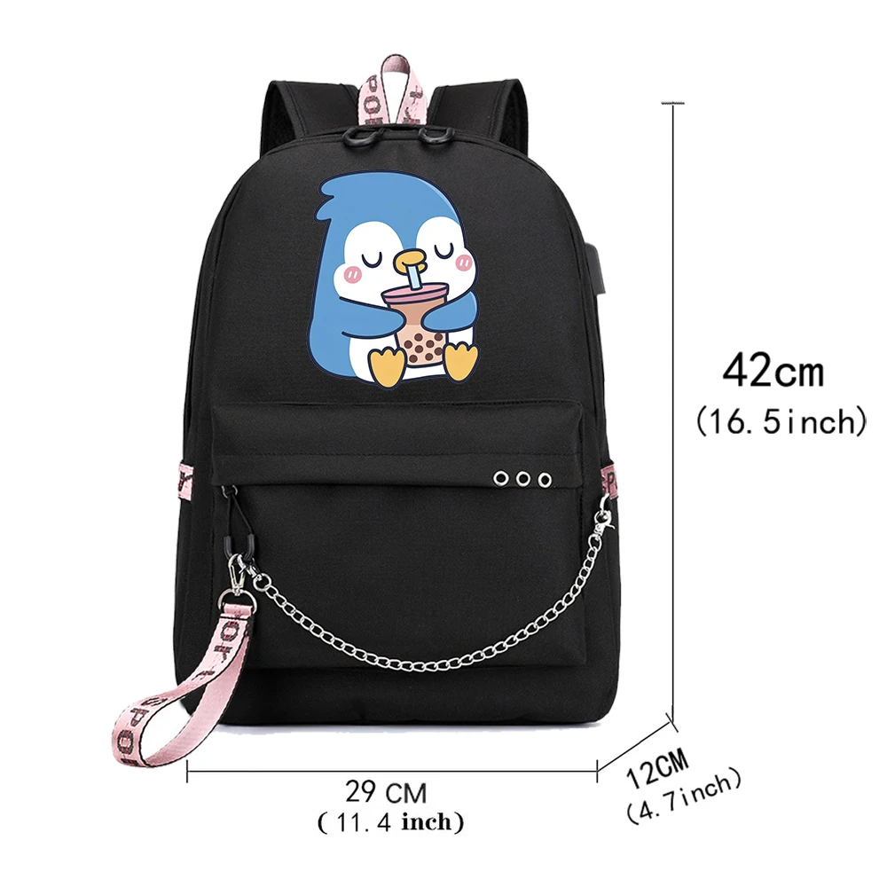 Cute Penguin Drinking Backpack Women Men Popular Fashion Travel Kawaii  Backpacks Outdoor Sport School Bag