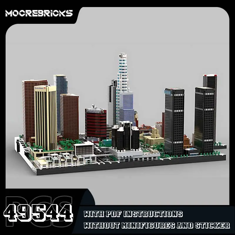 Modern Downtown Los Angeles Architectural Complex Building Blocks City Landmark Architecture Model Bricks Toy Children\'s Gifts