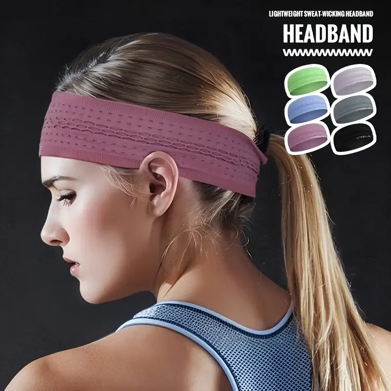 1pc Sport Headbands for Men Women Non-Slip Moisture Wicking Workout Sweatband Fitness Running Cycling Football Yoga Hairband - Image 4