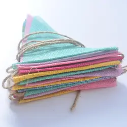 Vintage Colorful Burlap Linen Bunting Flags Pennant For Happy Birthday Party Wedding Decoration Candy Bar Party Garland Decor