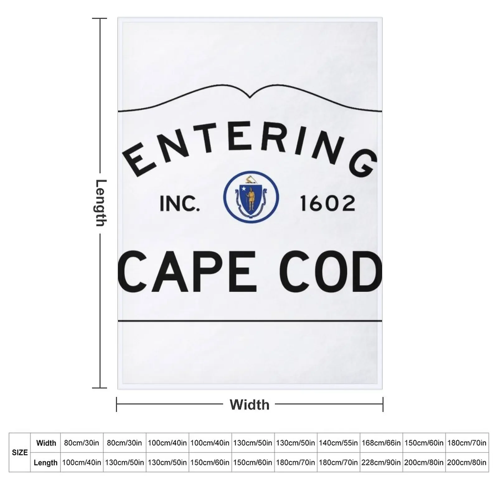 Entering Cape Cod Road Sign - Cape Cod, Massachusetts Throw Blanket Bed covers Vintage Decorative Beds Retros Blankets