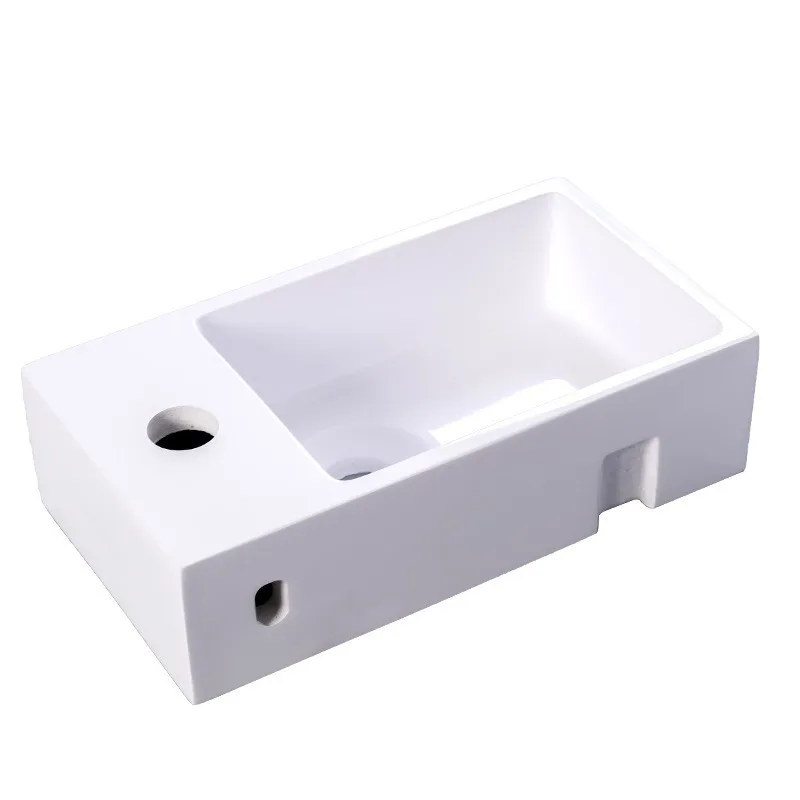 

Artificial stone wash basin White bright light integrated forming square wash basin Hotel simple wash basin