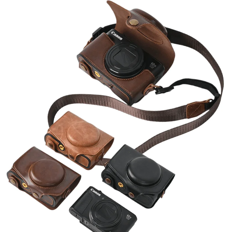 SX740 PU Leather For Canon PowerShot SX740 HS SX730 SX720 Camera Case Shoot Protective Cover SX730HS Retro Shoulder Bag