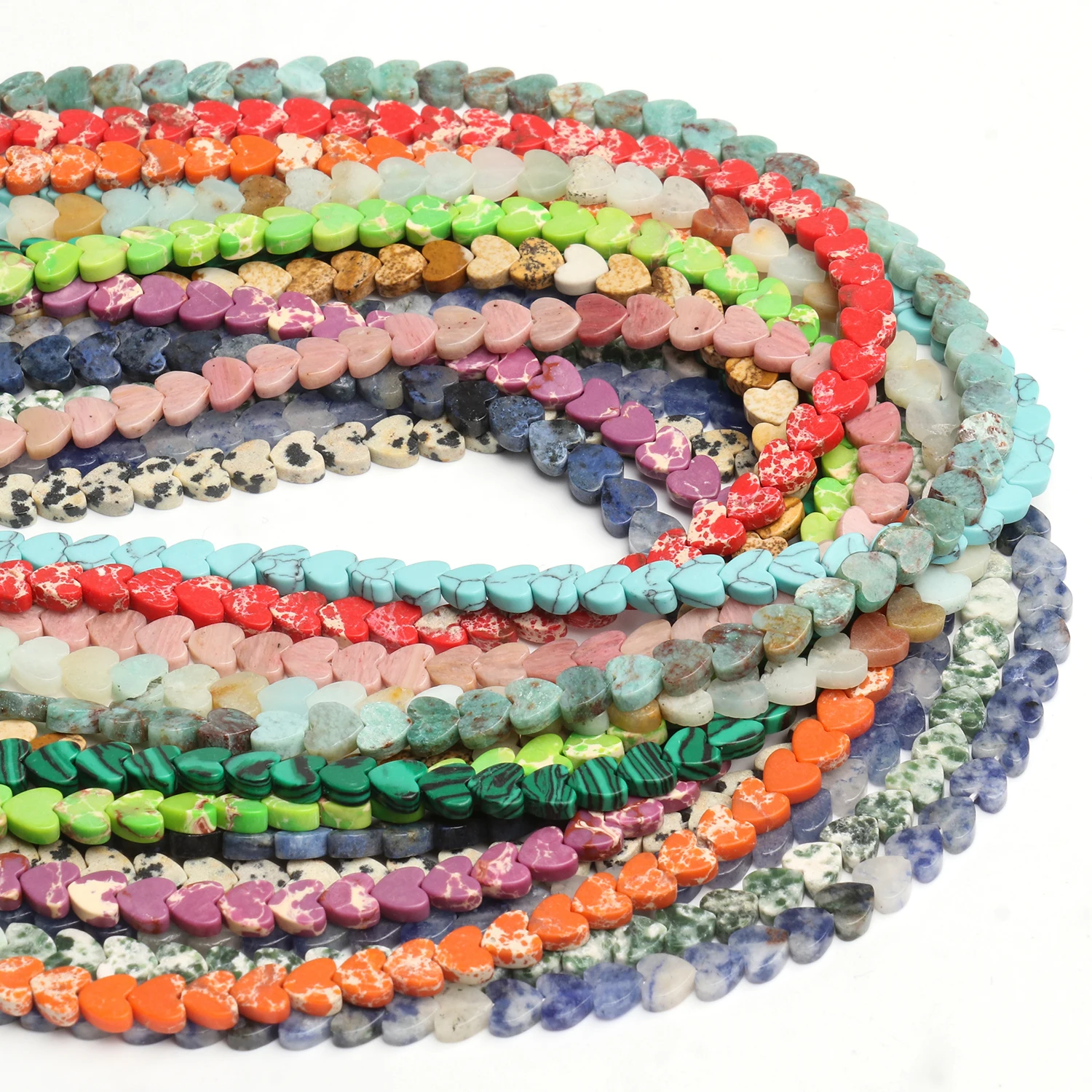 6mm Natural Heart Stone Beads Turquoise Amazonite Agate Loose Spacer Beads For Jewelry Making DIY Bracelet Necklace Findings