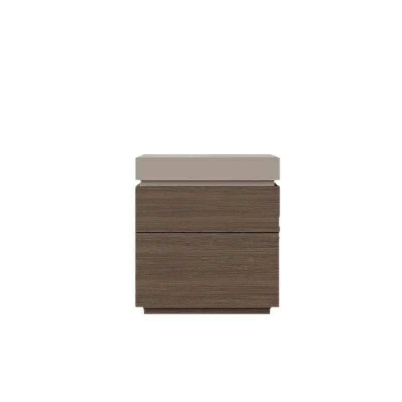 Italian minimalist bedroom multi-layer hidden light luxury high-end storage bedside cabinet