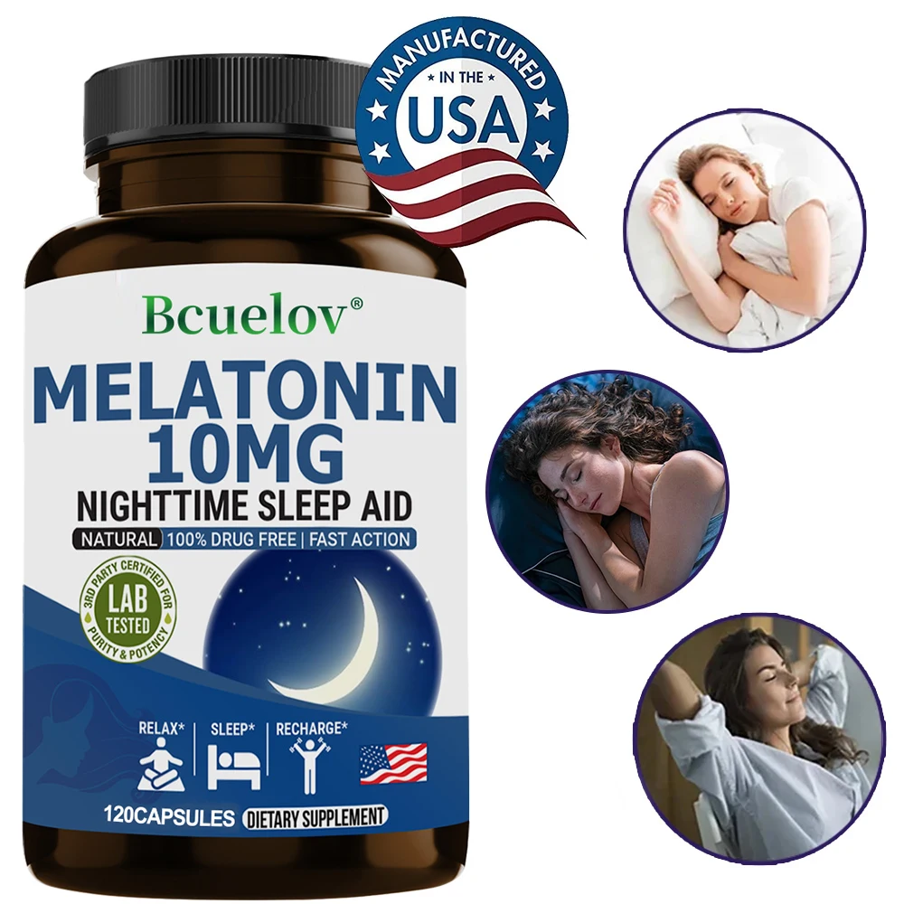 

Melatonin 10mg Supplement - Natural Nighttime Aid - Deeper Sleep, Promotes Normal Sleep Cycles