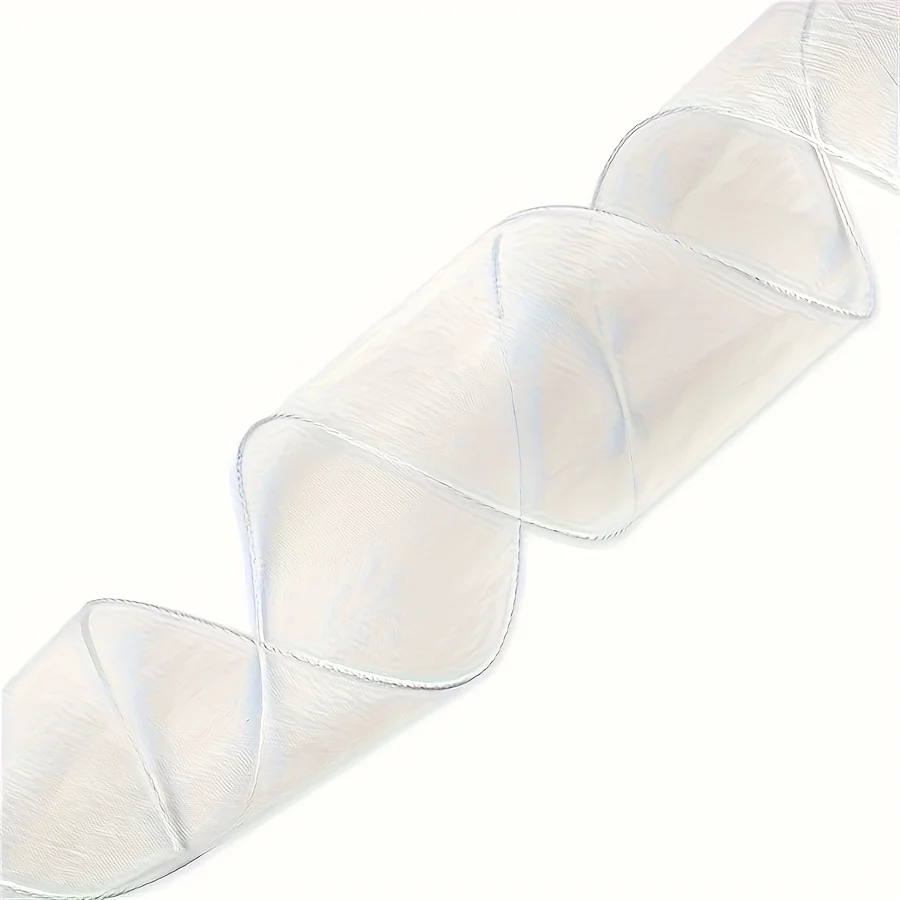 1 Stück/2 weiße transparente Seidenbänder, 3,81 cm x 107,9 cm, Reisfarben, Kunststoffmaterial, federfrei, für Hochzeiten, Geburtstage, Valentinstag – Detail 4
