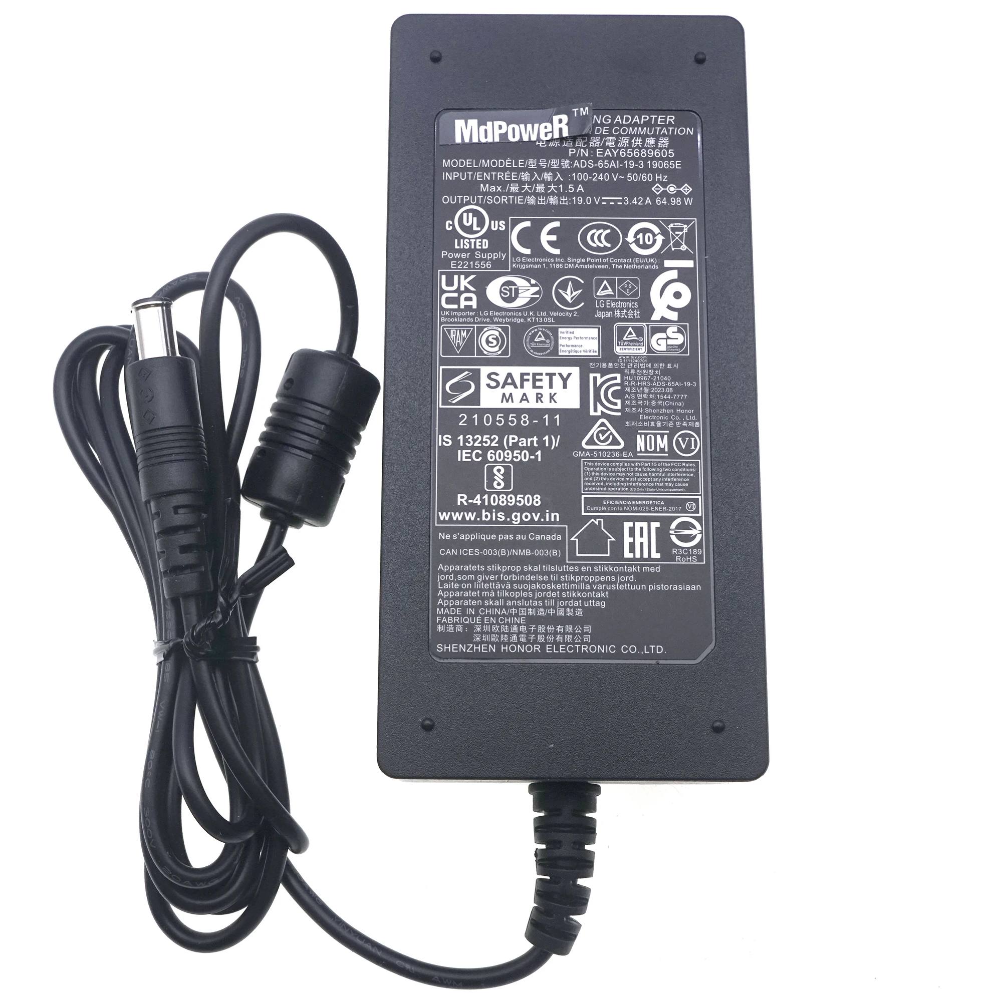 

Для LG SMART TV MONITOR M2352J-PM 32UL750 29LN4607 29LN4575 26LN460R M2780D-PZ 15Z980-U AAS5U1 Блок питания Адаптер переменного тока 19 В 3,42 А