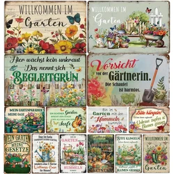 German Vintage Metal Sign,  Retro Style Garden Poster Decorative Wall Plate, Entrance,Gift For gardener,Family Backyard Outdoor