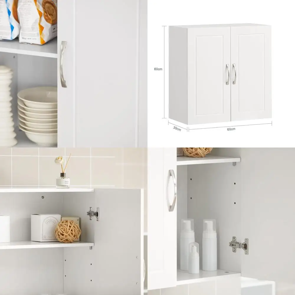 

White Wall Cabinets for Laundry, Medicine Storage in Bathroom, Kitchen, and Garage with Adjustable Shelves