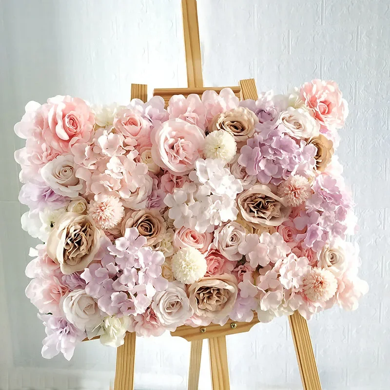 Silk Rose Flowers 3D Backdrop Wall Wedding Decoration Artificial Flower Wall Panel for Home Decor Backdrops Baby Shower Lavender