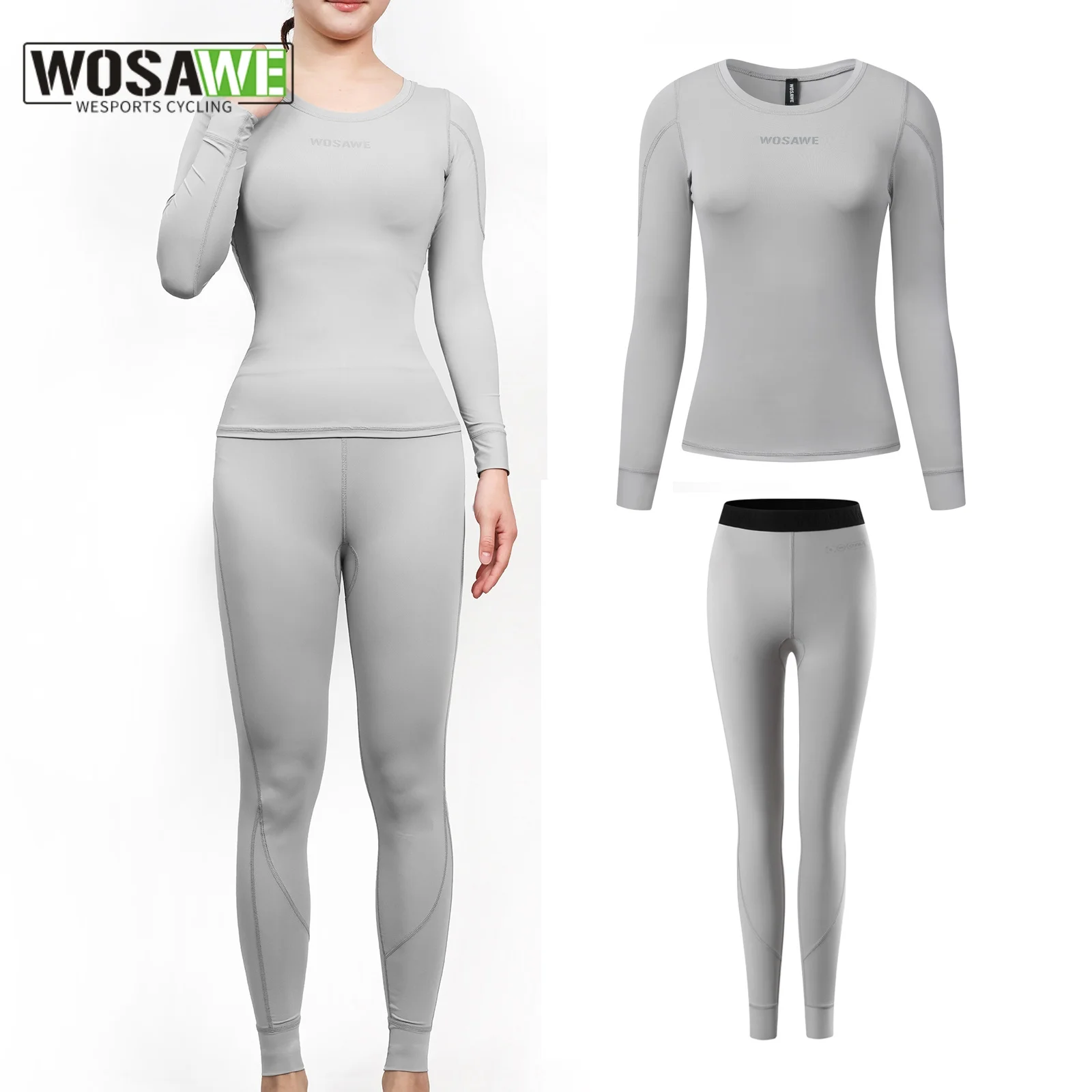 

WOSAWE Women's Bike Base Layer Long Sleeved Cycling Undershirt Clothing Lightweight Quick Dry Bicycle MTB Road Underwear Set