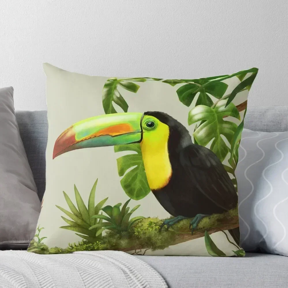 Toucans and bromeliads - canvas background Throw Pillow Couch Cushions Decorative Cushions Christmas Pillows Throw Pillow pillow