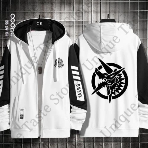 Monster Hunter World Hoodie Zinogre Velkhana Nergigante Hunters Guild Emblem Print Hoodies Thick Autumn Zip Up Sweatshirt Jacket - view 6