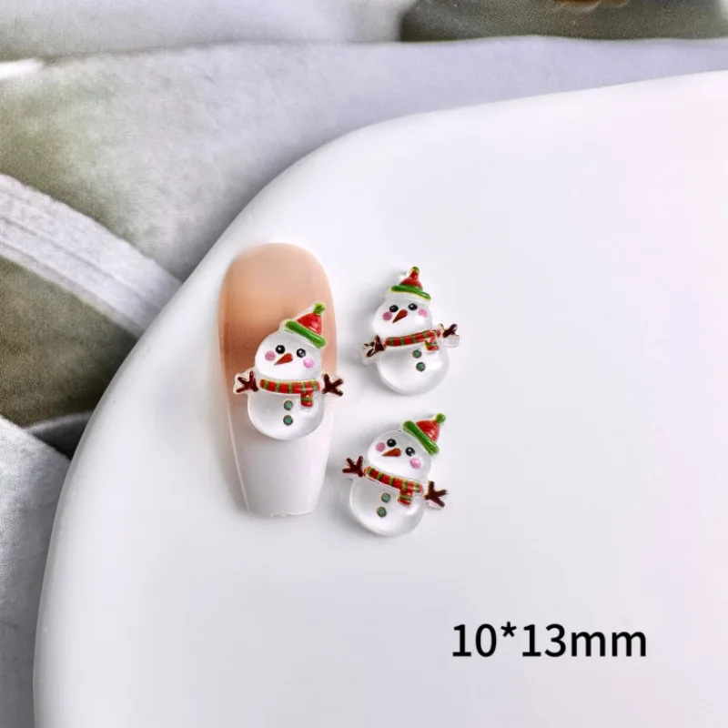 10Pcs Christmas Cartoon Nails Decoration Santa Claus,Elk,Bell,Tree Resin Nail Charms Cute Jewelry Part Decoration Accessories