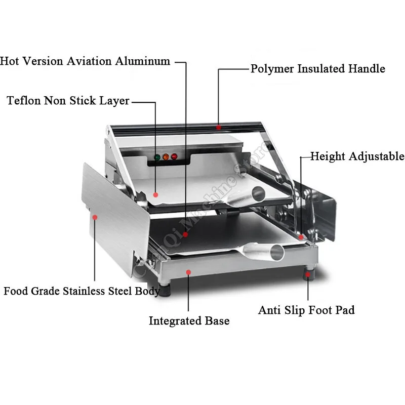 Bak Burger Machine Biefstuk Commerciële Elektrische Hamburger Embryo Bakoven Broodgrill Dubbele Lagen Sandwich Broodrooster