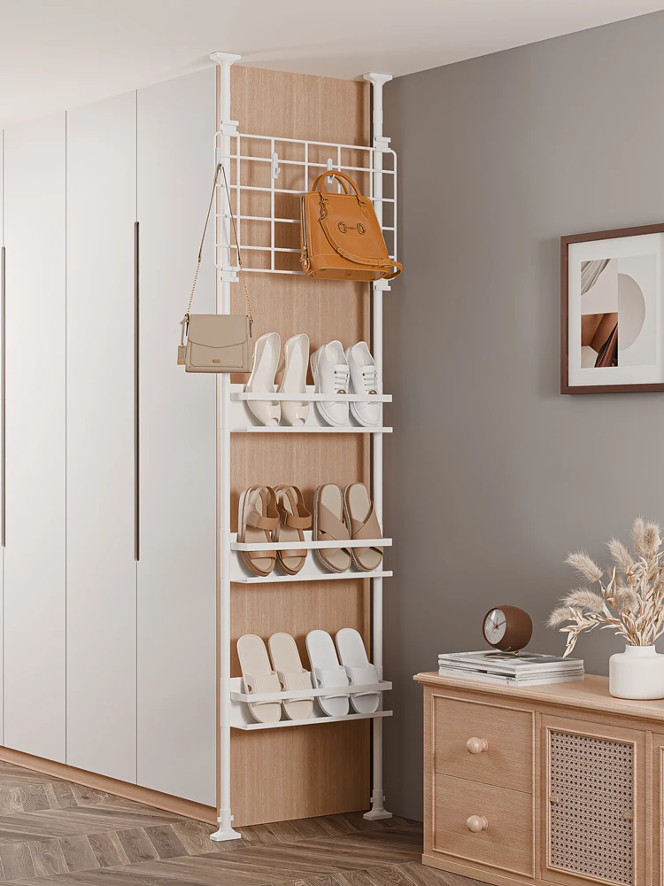 Shoe rack household indoor inclined multi-storey narrow style ultra-thin cabinet behind small door