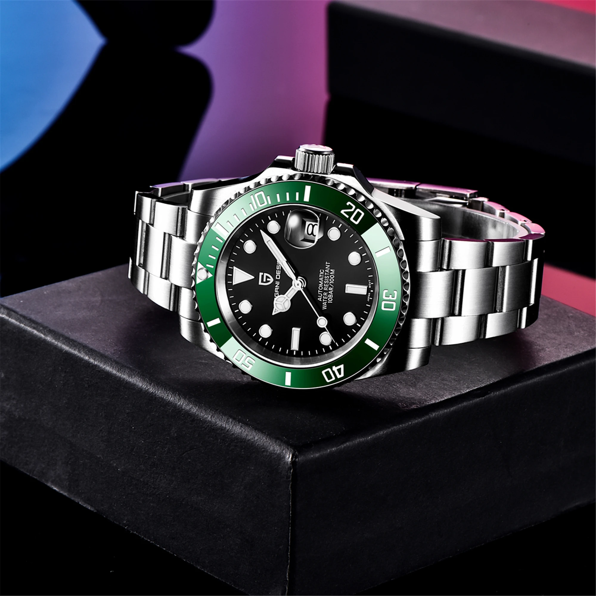 PAGANI 43mm Men's Mechanical Watch Luxury Stainless Steel Diver Watch Sapphire Crystal Luminous Waterproof Busines Wristwatch - view 6