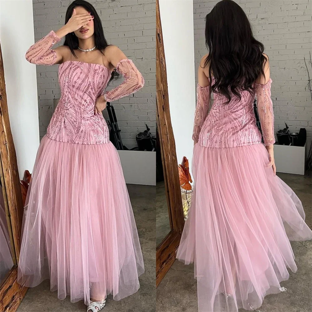 

Yipeisha Prom Dresse High Quality Strapless Sheath Cocktail Sequin Flowers Chiffon Occasion Evening Gown Вечернее Платье Женское