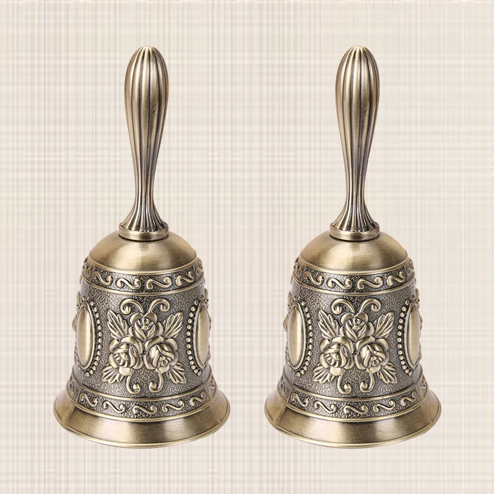 2pcs Zinc Alloy Table Bell Hand Bell Service Bell Bar Restaurant Call Bells ( Brass) restaurant reception bell