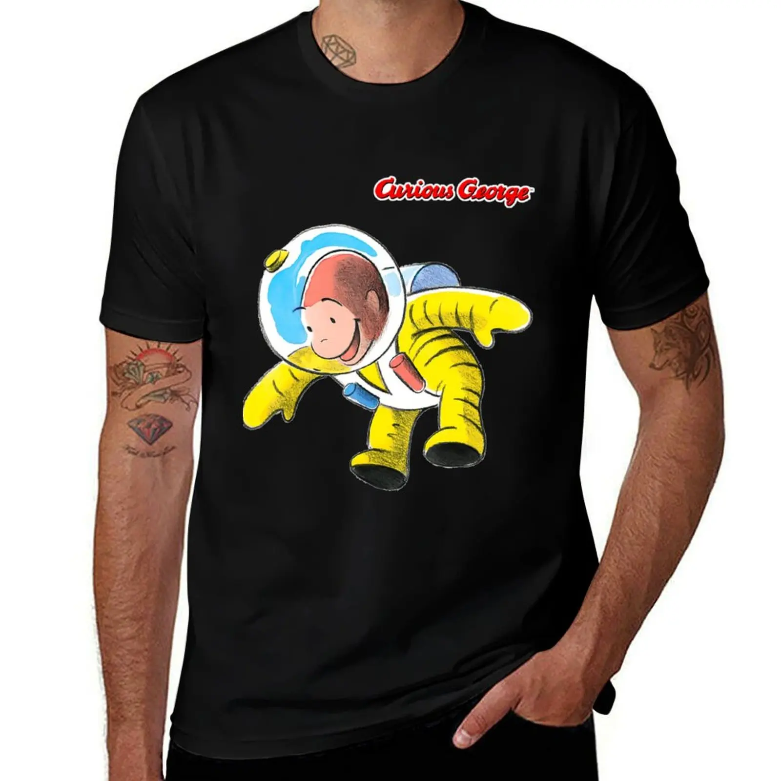 

Curious George Happy Astronaut T-Shirt printed t shirts for man t shirts for man pack cotton
