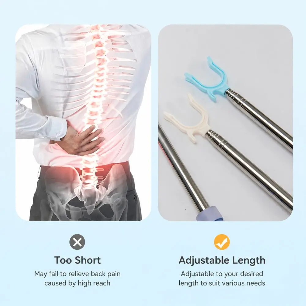 Stainless Steel Clothes Pole Portable Multi-Color Retractable Clothes Fork with Anti-Slip Handle Laundry Reach Stick Outdoor