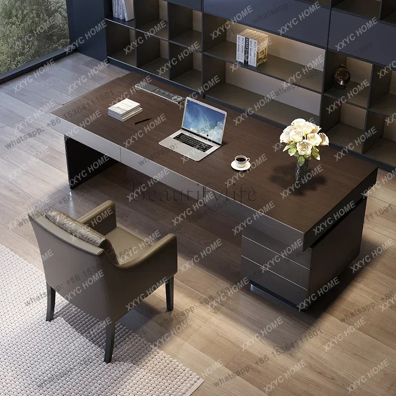 02Executive Storage Hutch Table Luxury Socket Cabinent Executive Office Computer Desks Study Drawers  Office Furniture