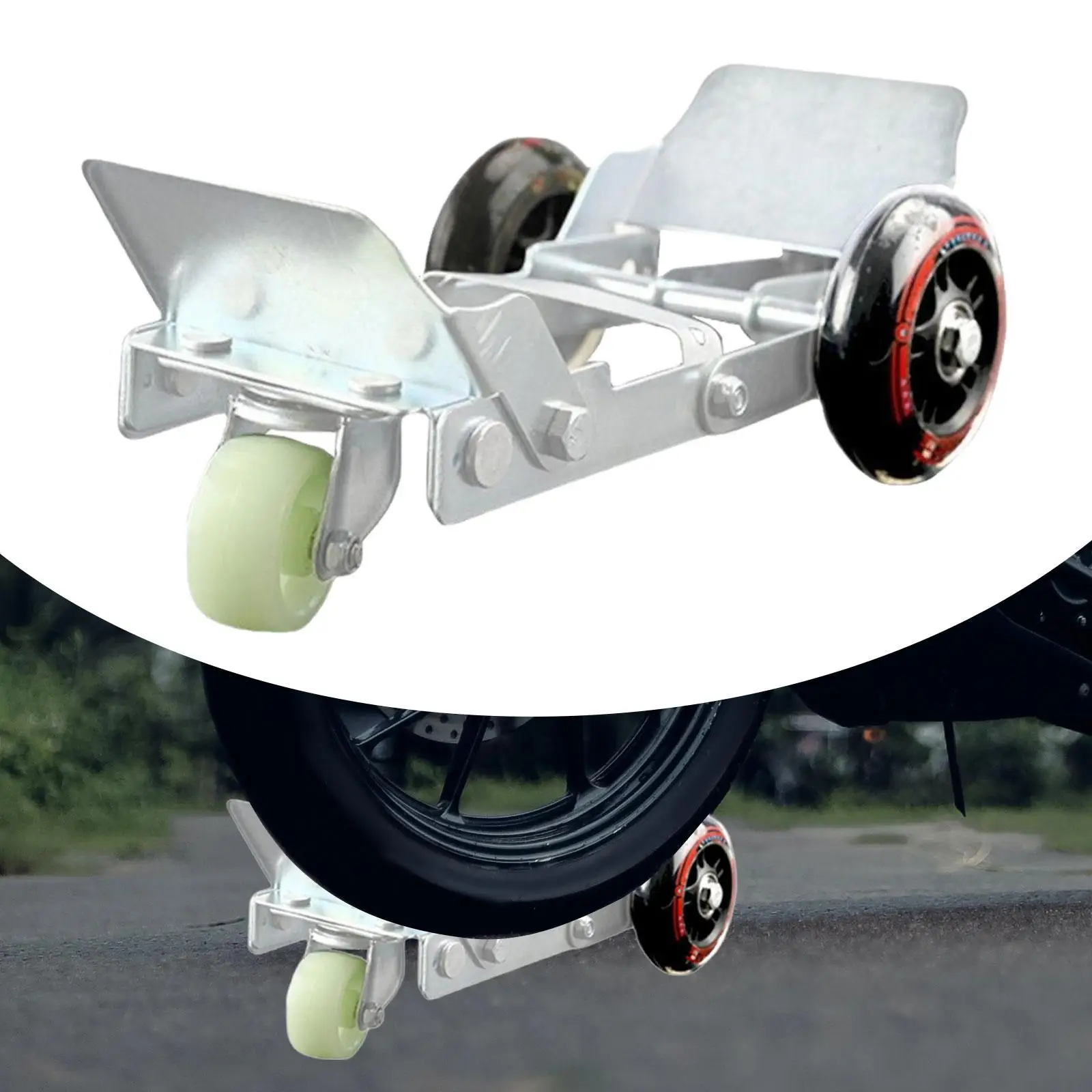 Flat Tire Booster Trolly Tire Trolley Steel Emergency Tire Roller Move Tool Motorcycle Tire Moving Trolley for Tricycle