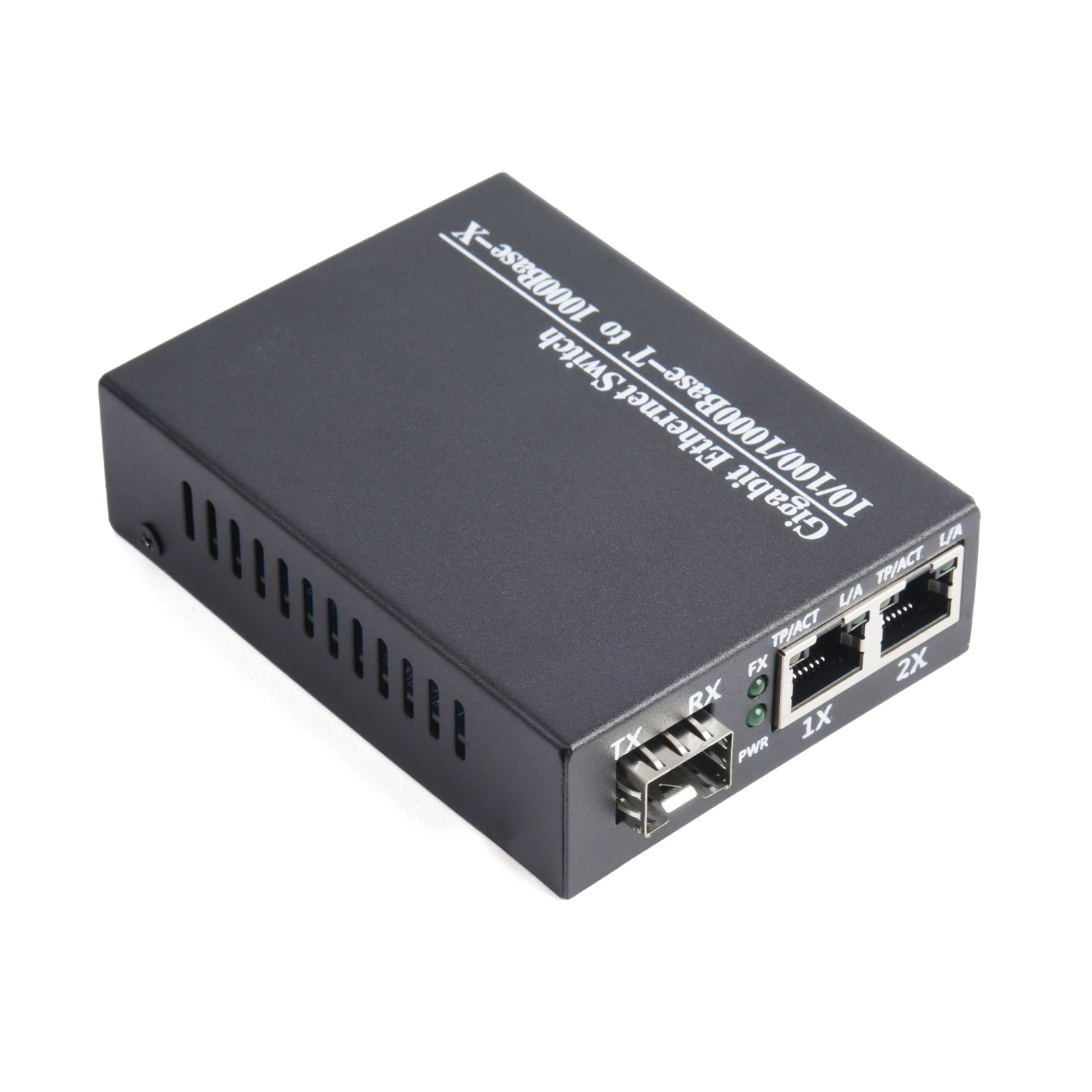 Gigabit Sfp Media Converter 1 Sfp Naar 2 Rj45 Transceiver 10/100/1000M Glasvezel Schakelaar Met 3Km/20Km Lc/Sc Sfp Module