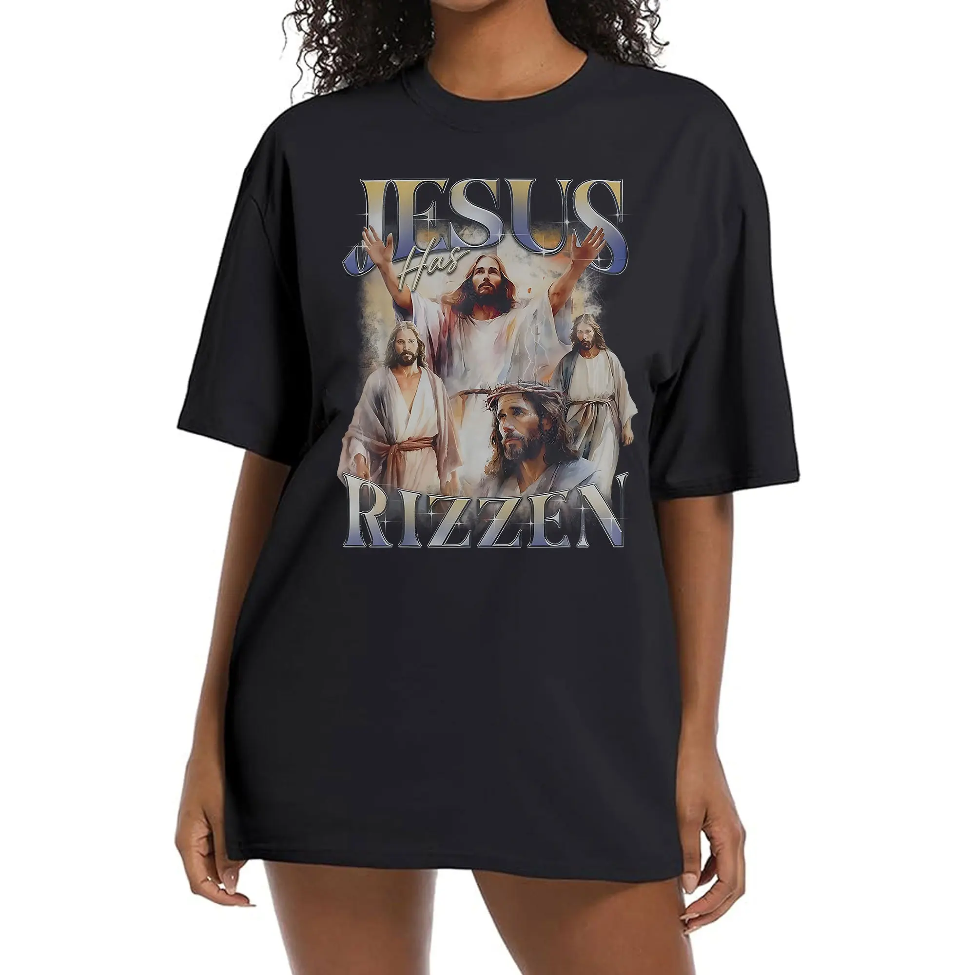 Jesus Has Rizzen Vintage Bootleg T Shirt Retro 90s Funny Washed Cotton Adult Comfort Color