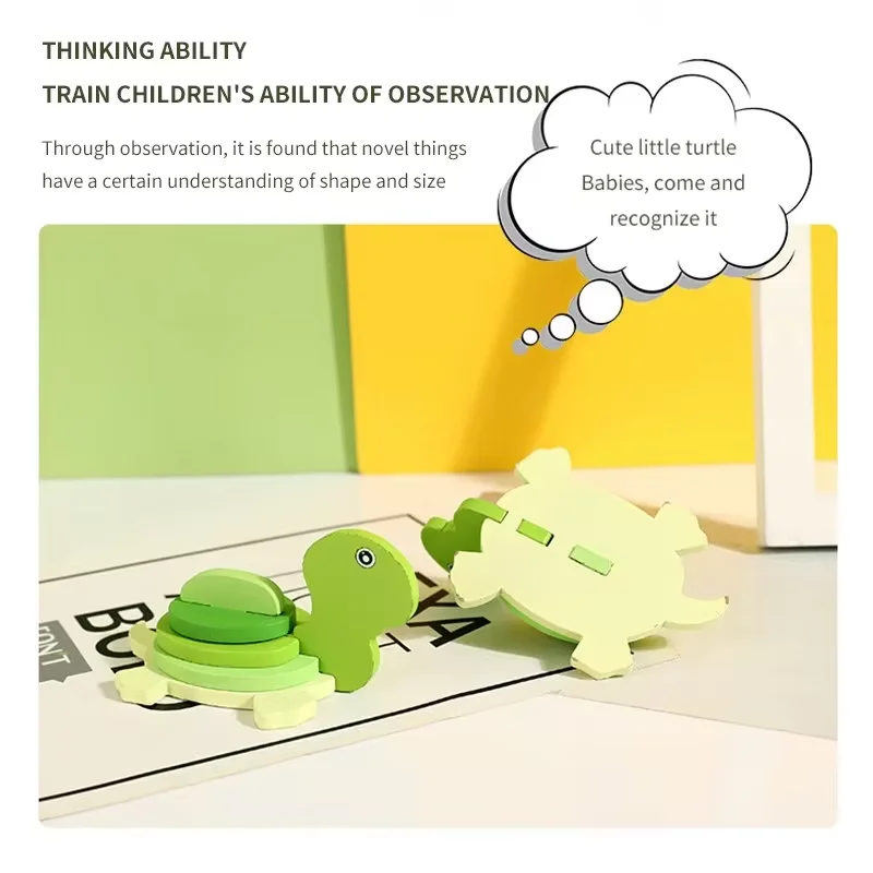 유아 교육 교육 장난감 3D 동물 입체 거북이 퍼즐 빌딩 블록 어린이 DIY 수제 장난감