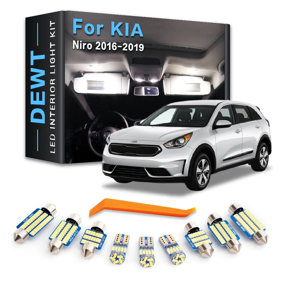 8Pcs Car LED Interior Dome Light Kit For KIA Niro 2016 2017 2018 2019 Sunvisor Trunk Bulb Canbus Accessories Parts