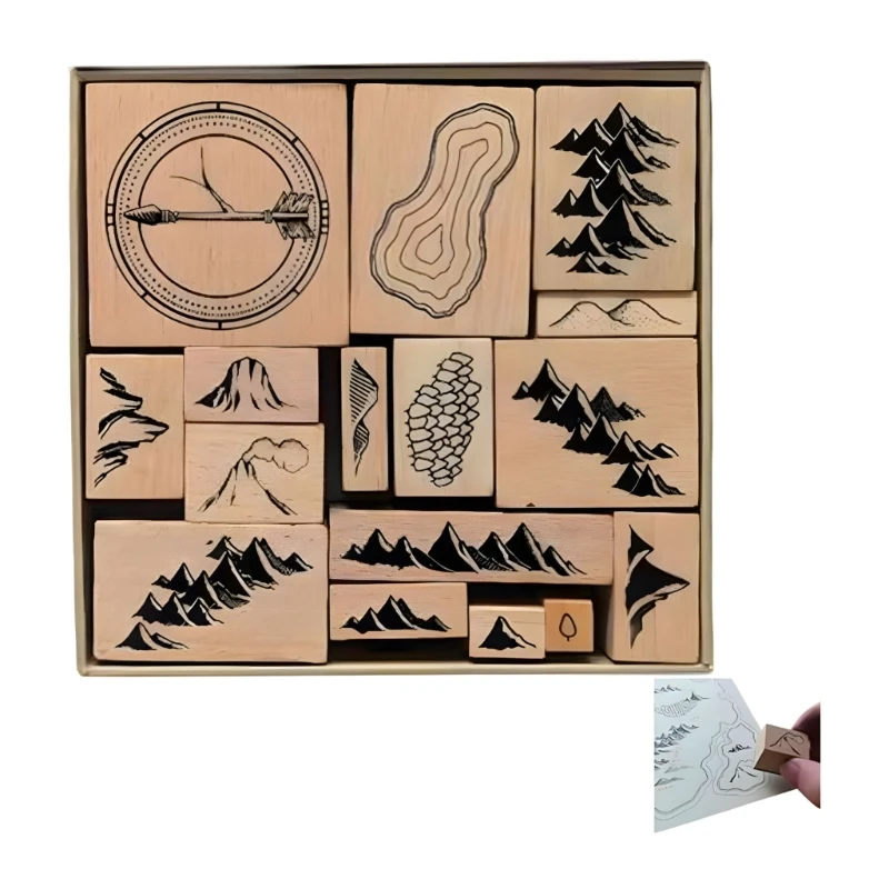16 Stuks Kaart Maken Stempel Set Houten Rubber Stempel voor Kaart Maken Reizen Journaling Kaart Maken Scrapbooking Decoratie