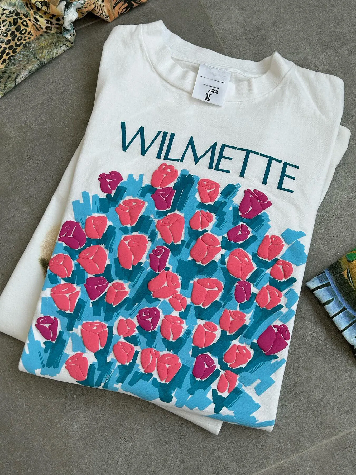  Style Lazy Gentle Rose Bouquet Short Sleeve T-Shirt Cotton Breathable round Neck Plant Floral Print Unisex Spring Summer