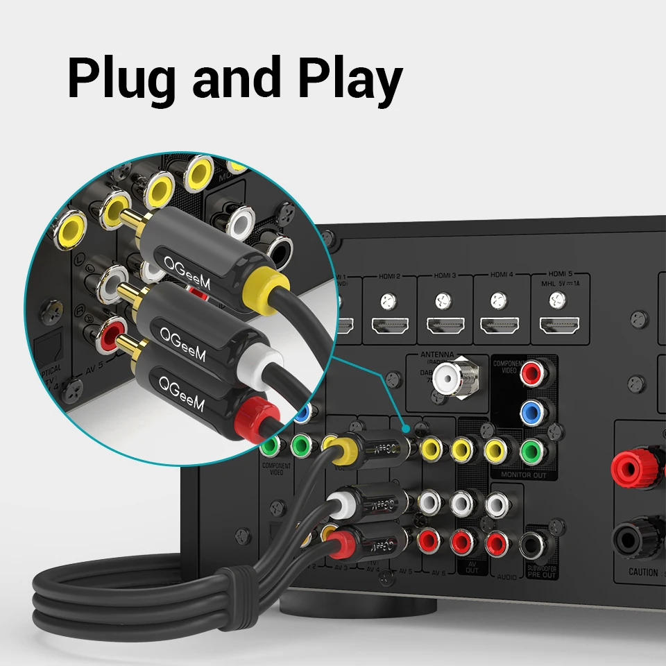 QGeeM 3RCA to 3RCA Cable Jack Connector Splitter Audio Cable RCA Stereo Aux Wire for TV CD DVD VCD Radio Sound Amplifier Console