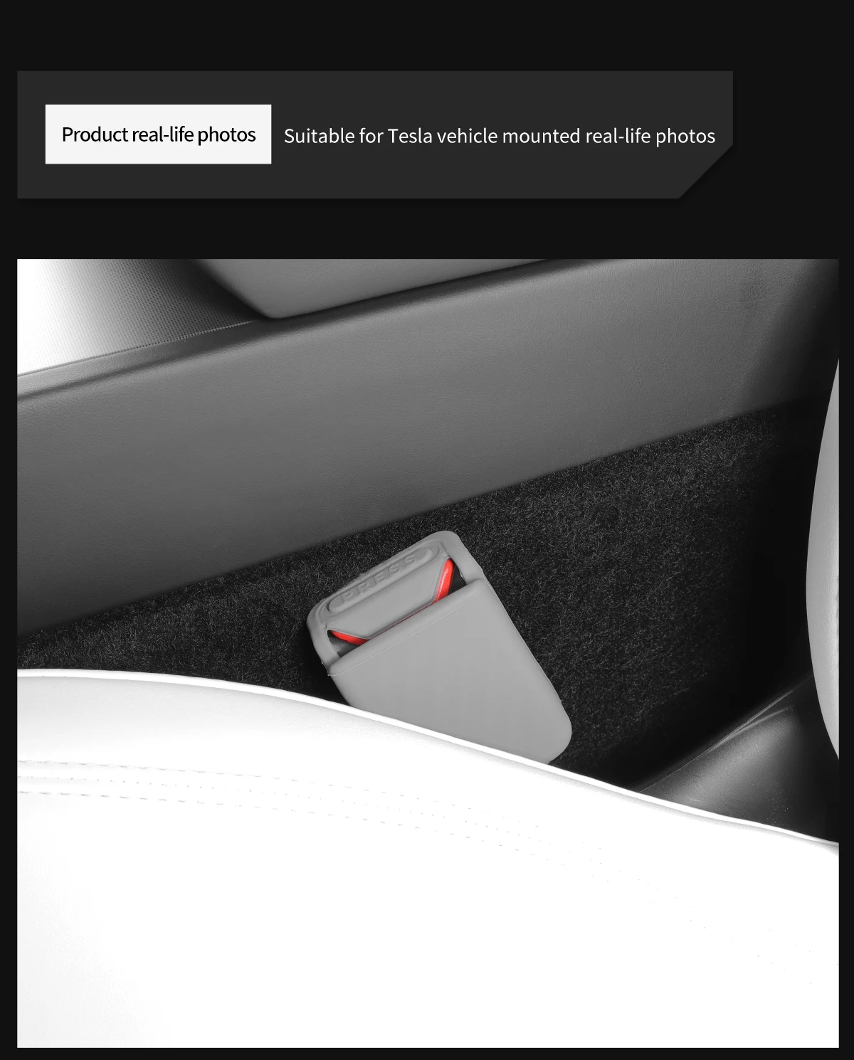 LUCKEASY für Tesla Model Y Model 3 2019-2026 Autosicherheitsgurt-Schnallen-Schutzabdeckung, dekorative Sicherheitsgurt-Abdeckung, Zubehör – Detail 12