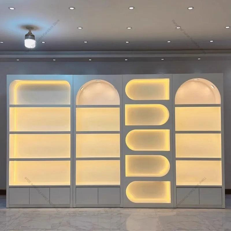 Modern Minimalist Cosmetics Display Cabinet Nordic Creative Beauty Salon High-end Display Rack Nail Salon Makeup Cabinet FYMC