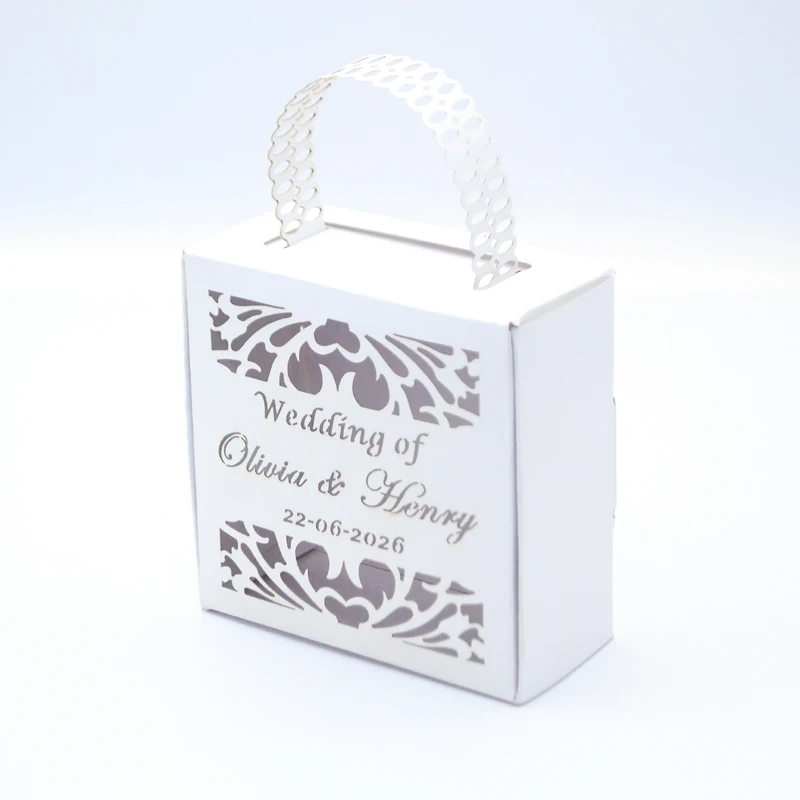 

Новая уникальная дизайнерская коробка для подарков крестинам, первому причастию, свадьбе, юбилею, с лазерной резкой, кремово-розового цвета, персонализированная.