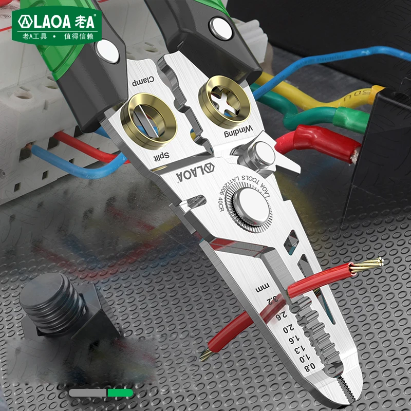 LAOA Stainless Steel Wire Stripper Cable Cutting Tool Terminal Crimping Pliers Professional Electrical Tools