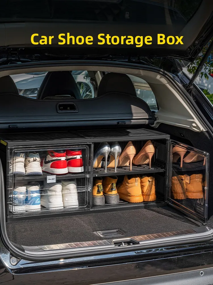 Transparent Plastic Car Shoe Box Vehicle Trunk Shoe Storage Cabinet Sneaker Stackable Shoe Rack for Dormitory And Home Use