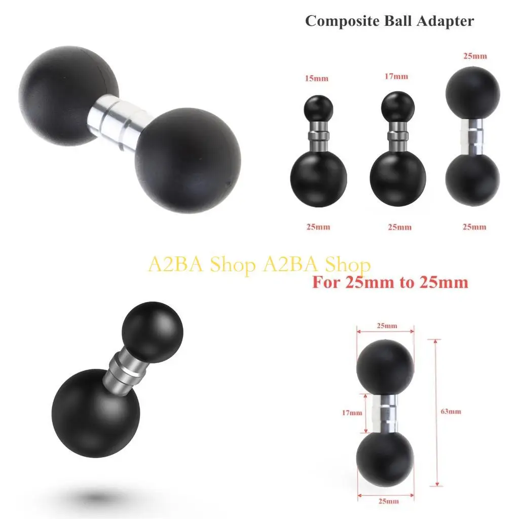 

A2BA 25mm to 15mm 17mm 25mm Double Ball Mount Adapter Dual Ball for Head for Action