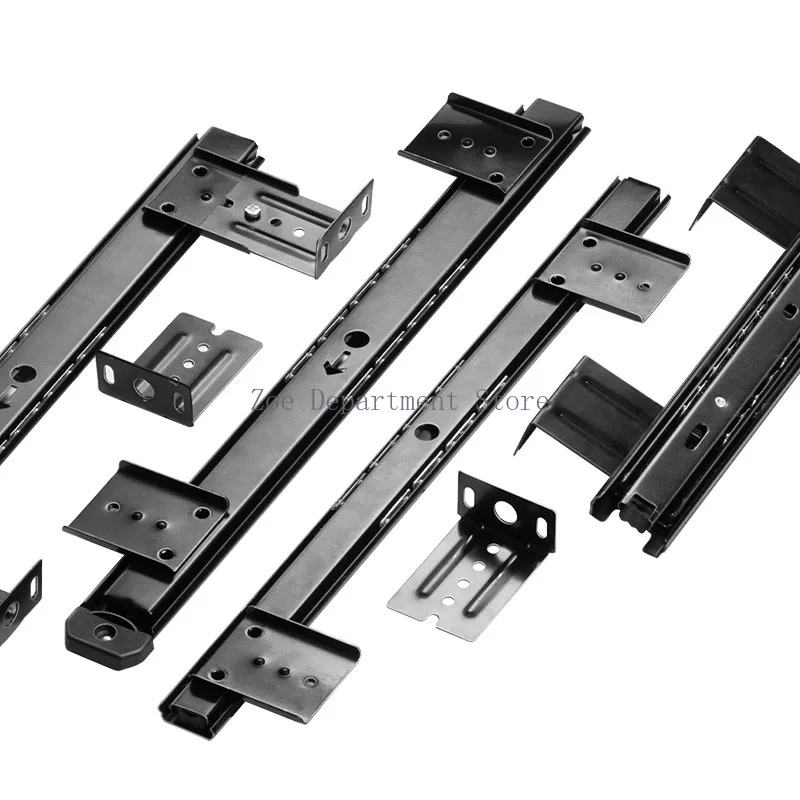 1pair Keyboard Bracket Computer Desk Guide Office Full Extension Hardware Home Drawer Slide Rail Long Ball Bearing Hoisting