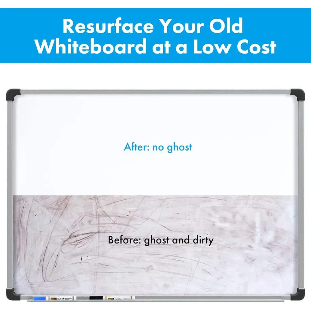 ورق جدران سبورة بيضاء مغناطيسي جاف مقاس 48 × 94 بوصة مع لاصق وأقلام تحديد وممحاة ومغناطيس #4