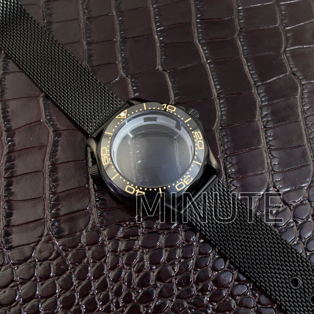 

Men NH35 Watch Case Dial Stainless Steel Mesh Strap Bracelet 10ATM Waterproof For Seamaster 300 41mm Case Fit NH35/NH36 Movement