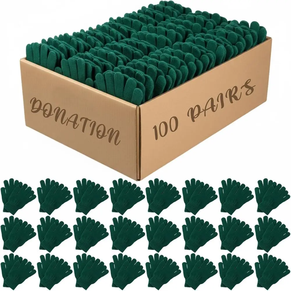 Комплект из 100 теплых вязаных перчаток для зимы — идеально подходят для мужчин, женщин и благотворительных