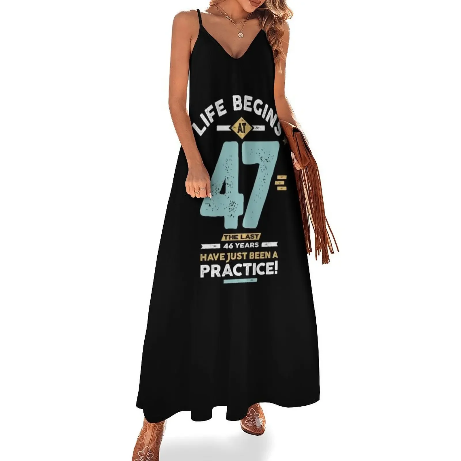 47th Birthday - Life Begins at 47 Sleeveless Dress birthday dress for women luxury 2025 women clothes